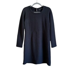 PrAna Macee Black Textured Jacquard Knit Long Sleeve Dress